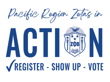 Load image into Gallery viewer, Zeta Phi Beta Sorority Pacific Region Zeta to Action Royal Blue Long Sleeve Sleeve T-shirt