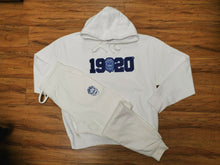 Load image into Gallery viewer, ZETA PHI BETA SORORITY JOGGING SUITE SET WHITE ZETA PHI BETA 2PC JOGGER SET