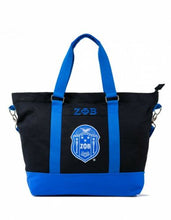 Load image into Gallery viewer, ZETA PHI BETA SOROROITY BLACK CANVAS HAND BAG PURSE TOTE BAG Z-PHI SHOULDER BAG