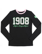 Load image into Gallery viewer, ALPHA KAPPA ALPHA LONG SLEEVE TEE BLACK
