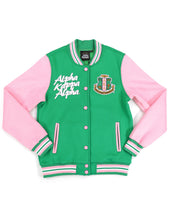 Load image into Gallery viewer, ALPHA KAPPA ALPHA FLEECE JACKET GREEN/PINK
