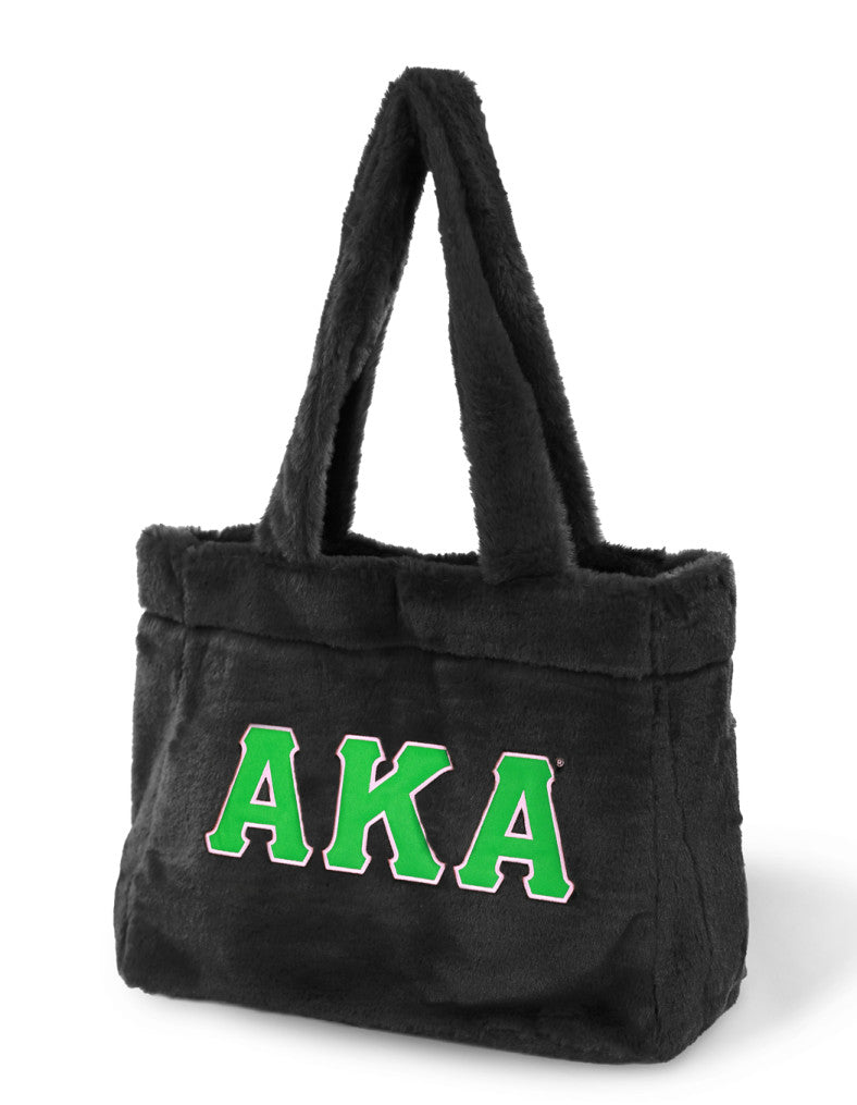 ALPHA KAPPA ALPHA FUR BAG HAND BAG FOR WOMEN BLACK