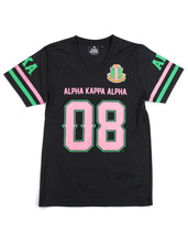 Load image into Gallery viewer, ALPHA KAPPA ALPHA FOOTBALL JERSEY TEE BLACK
