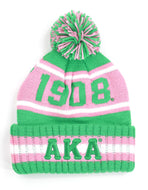 ALPHA KAPPA ALPHA Stylish Embroidered 100% Heavy Acrylic Beanie Hat