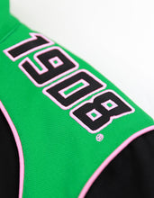 Load image into Gallery viewer, ALPHA KAPPA ALPHA VARSITY RACING TWILL JACKET BLACK 100% COTTON
