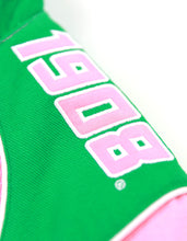 Load image into Gallery viewer, ALPHA KAPPA ALPHA VARSITY RACING TWILL JACKET PINK
