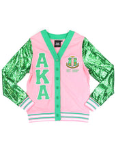 Load image into Gallery viewer, ALPHA KAPPA ALPHA SEQUIN CARDIGAN PINK
