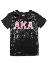 Load image into Gallery viewer, ALPHA KAPPA ALPHA SEQUIN TEE BLACK
