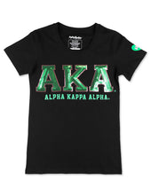 Load image into Gallery viewer, ALPHA KAPPA ALPHA SEQUIN PATCH TEE BLACK
