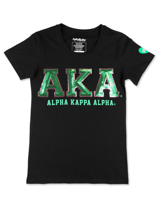 ALPHA KAPPA ALPHA SEQUIN PATCH TEE BLACK