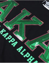 Load image into Gallery viewer, ALPHA KAPPA ALPHA SEQUIN PATCH TEE BLACK
