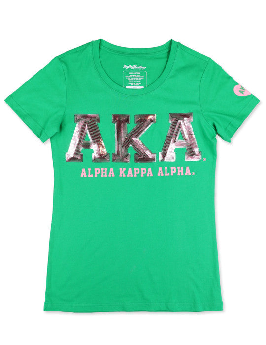 ALPHA KAPPA ALPHA SEQUIN PATCH TEE GREEN