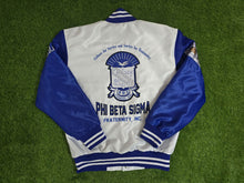 Load image into Gallery viewer, (Pre-Order) Phi Beta Sigma Fraternity Satin Founders Letterman Jacket by Allthatandsum
