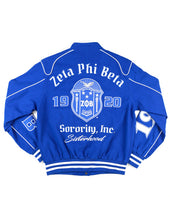 Load image into Gallery viewer, Zeta Phi Beta Sorority Blue Race Jacket Zeta Phi Beta Coat
