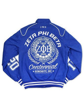 Load image into Gallery viewer, Zeta Phi Beta Sorority 100 YEAR Race Jacket Zeta Phi Beta Blue Race Jacket
