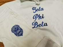 Load image into Gallery viewer, ZETA PHI BETA SORORITY JOGGING SUITE SET WHITE ZETA PHI BETA 2PC JOGGER SET 1920
