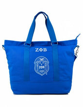 Load image into Gallery viewer, ZETA PHI BETA SOROROITY BLUE CANVAS HAND BAG PURSE TOTE BAG Z-PHI SHOULDER BAG
